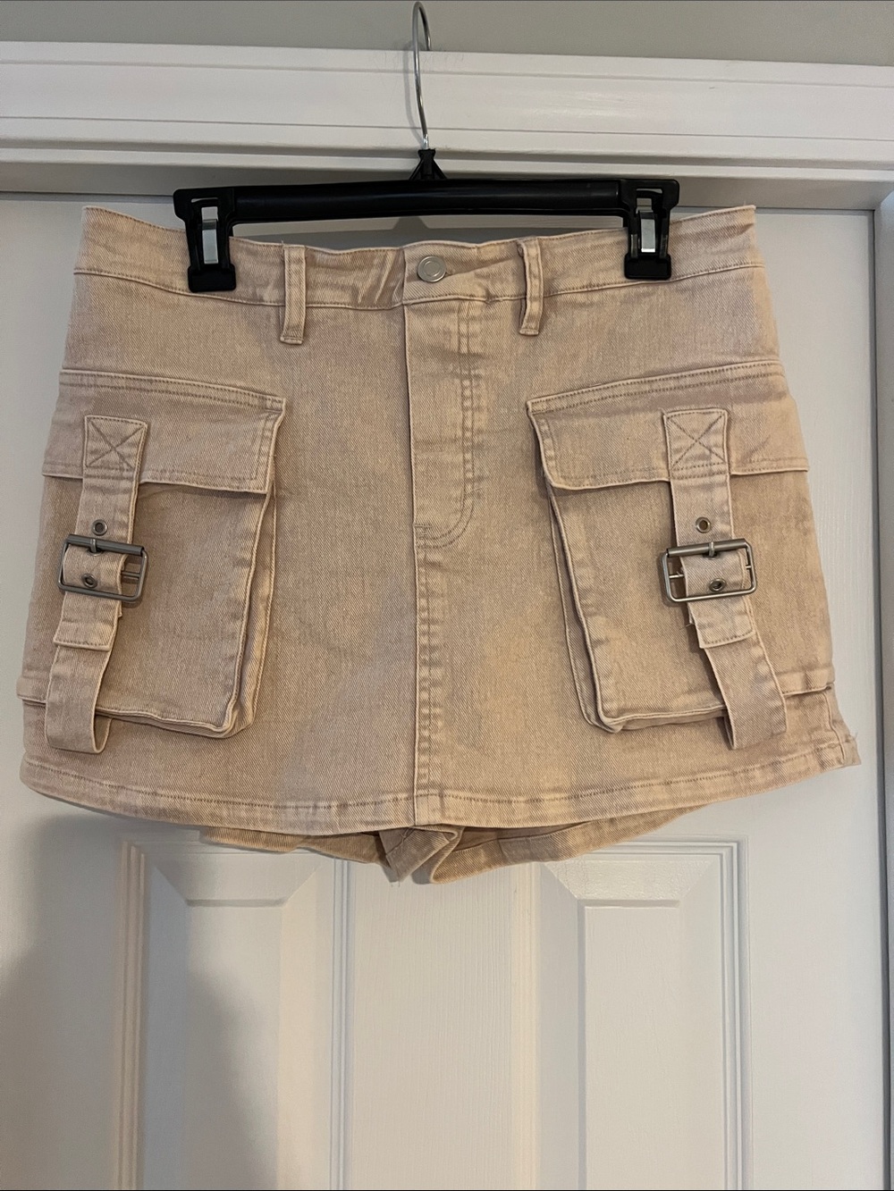 Oli & Hali Tan Cargo Mini Skort with Buckle Pockets